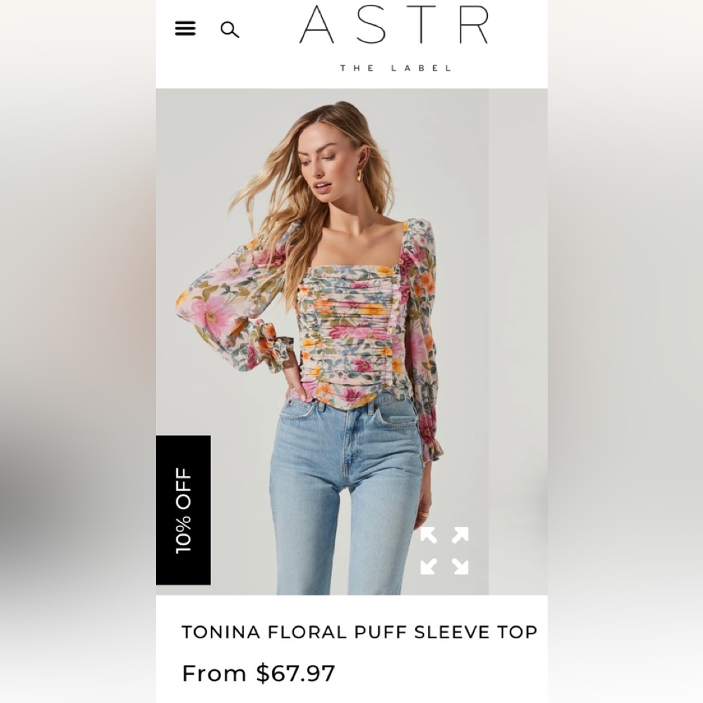 ASTR THE LABEL TONINA FLORAL PUFF SLEEVE TOP
COLOR: TAUPE FUCHSIA MLT FLCOLOR